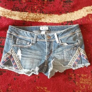 Muddy denim shorts